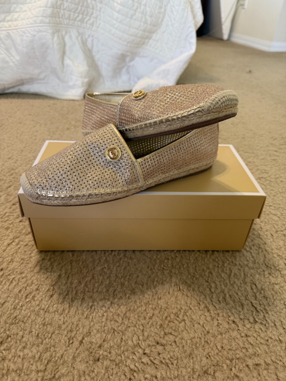 Michael Kors Kendrick Slip-On Espadrille Flats Gold Mesh